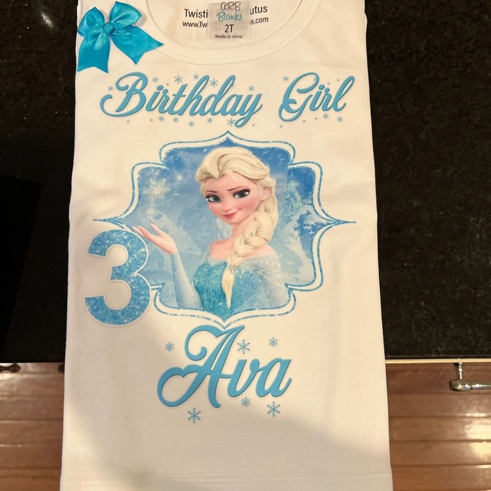 Frozen 3rd birthday Tshirt, personalized Ava Sz 2T